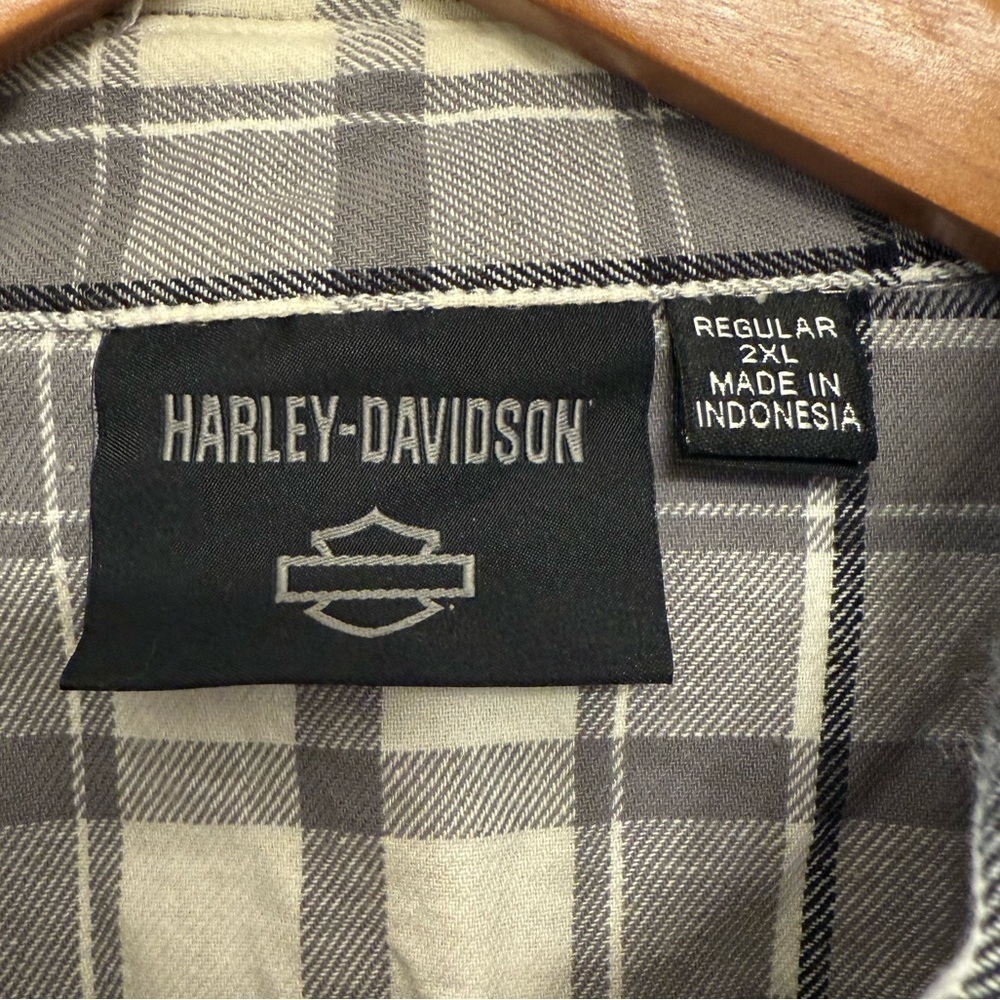 Harley-Davidson Black & White Plaid Button-Down Shirt – Men’s XXL - Picture 3 of 5